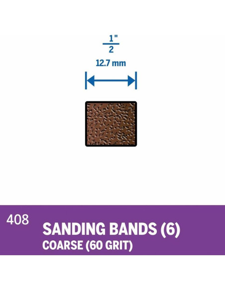 Bandas de Lijado Dremel 408 Grano 60 12.7 mm Paquete de 6