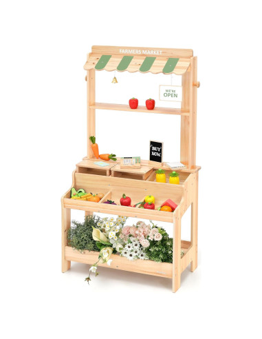 Parada de Mercado de Madera PairPear 2-en-1 con Accesorios