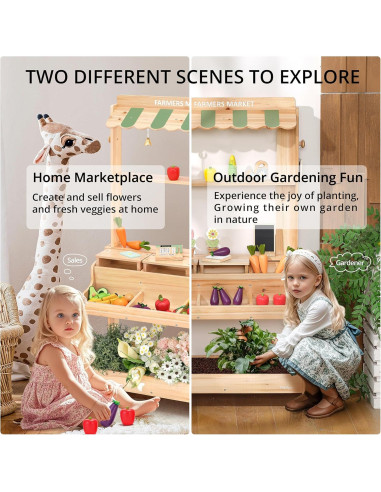 Parada de Mercado de Madera PairPear 2-en-1 con Accesorios