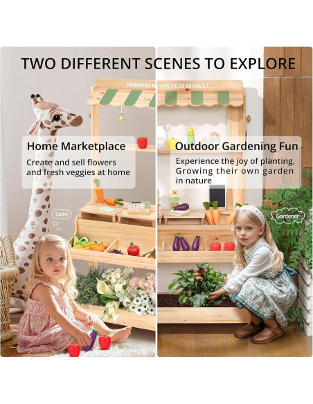 Parada de Mercado de Madera PairPear 2-en-1 con Accesorios