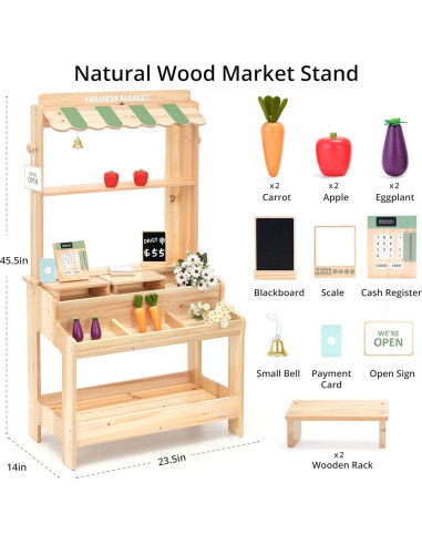 Parada de Mercado de Madera PairPear 2-en-1 con Accesorios