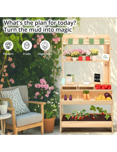 Parada de Mercado de Madera PairPear 2-en-1 con Accesorios