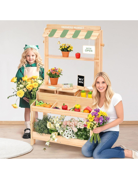 Parada de Mercado de Madera PairPear 2-en-1 con Accesorios