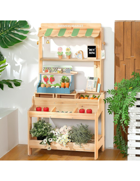 Parada de Mercado de Madera PairPear 2-en-1 con Accesorios