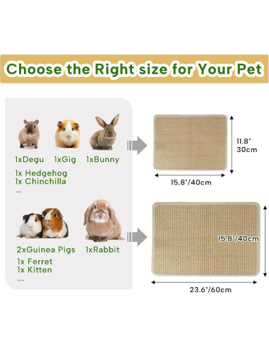 Alfombrilla de Rascado para Conejos KEYIDE 40x30cm Yute Natural