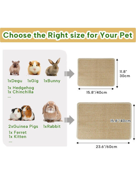 Alfombrilla de Rascado para Conejos KEYIDE 40x30cm Yute Natural