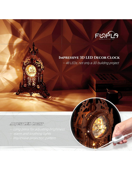 Reloj Torre 3D LED Funpola - Kit DIY de Madera Premium
