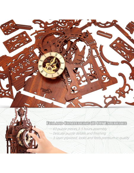 Reloj Torre 3D LED Funpola - Kit DIY de Madera Premium