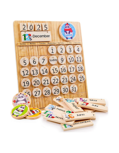 Calendario Perpetuo de Madera Panda Brothers - Juguete Educativo Montessori