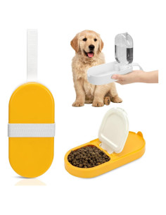 Botella de Agua y Cuenco 2 en 1 Fablepeach Amarillo 250ml