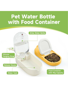 Botella de Agua y Cuenco 2 en 1 Fablepeach Amarillo 250ml 2