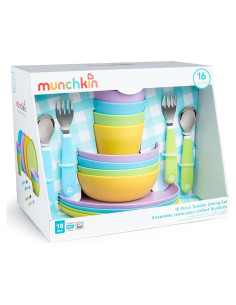 Set de Comedor Munchkin 16 Piezas para Niños - Platos, Cuencos y Utensilios