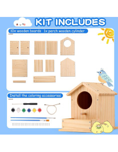 Kit Casa para Aves DIY ROKENPOY - 4 Paquetes de Madera 2
