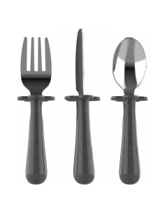 Juego de Cubiertos para Niños Grabease - Acero Inoxidable Gris