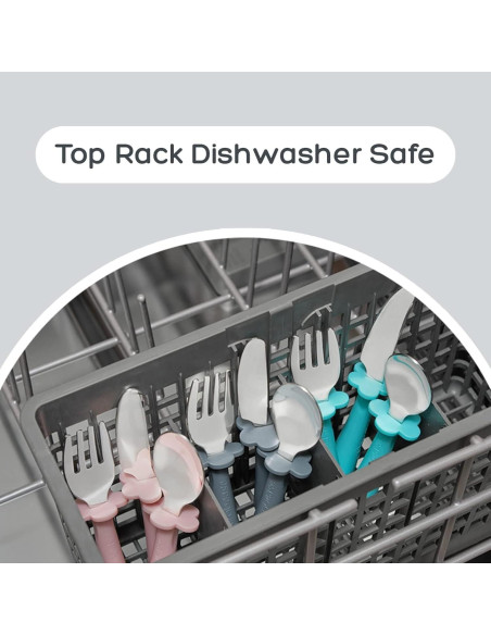 Juego de Cubiertos para Niños Grabease - Acero Inoxidable Gris