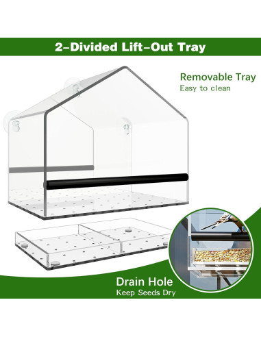 Comedero para Aves de Ventana MKLZ Transparente 20x13x17 cm