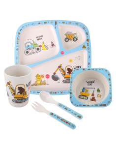 Juego de Vajilla para Niños 5 Piezas Nohlerlife Construcciones