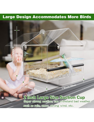 Comedero para Aves de Ventana MKLZ Transparente 20x13x17 cm