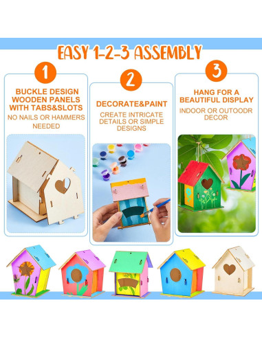 Kits de Manualidades Juexica 30 Casas de Pájaros de Madera
