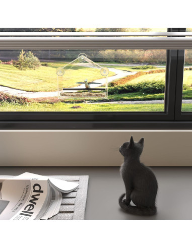 Comedero para Aves de Ventana MKLZ Transparente 20x13x17 cm