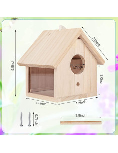 2 Piezas Casa de Aves de Madera GINDOOR para Exterior 2