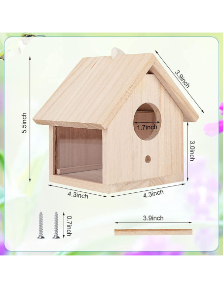 2 Piezas Casa de Aves de Madera GINDOOR para Exterior