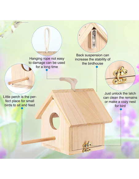 2 Piezas Casa de Aves de Madera GINDOOR para Exterior