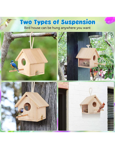 2 Piezas Casa de Aves de Madera GINDOOR para Exterior