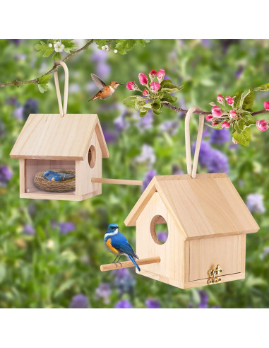 2 Piezas Casa de Aves de Madera GINDOOR para Exterior