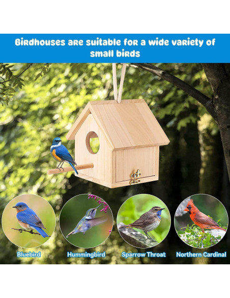 2 Piezas Casa de Aves de Madera GINDOOR para Exterior