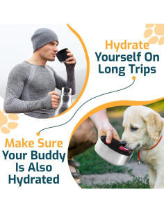 Botella de Agua Aislada BossMonsta 1.18L con Tazón para Mascotas 2