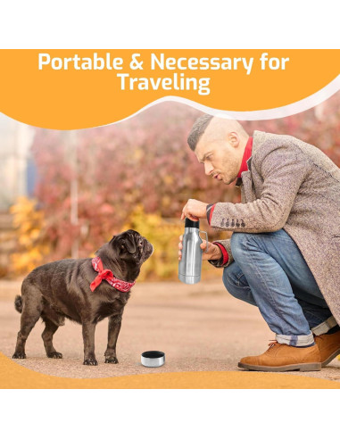 Botella de Agua Aislada BossMonsta 1.18L con Tazón para Mascotas