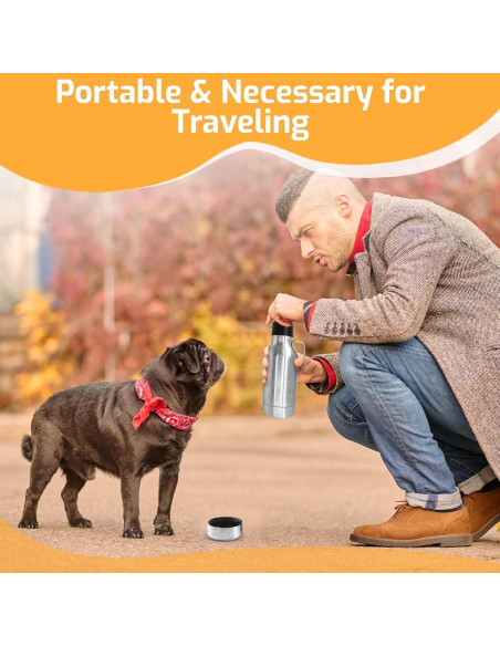 Botella de Agua Aislada BossMonsta 1.18L con Tazón para Mascotas