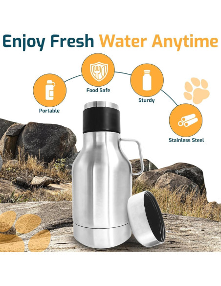 Botella de Agua Aislada BossMonsta 1.18L con Tazón para Mascotas