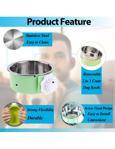 Tazones Colgantes para Perros Mechpia 2 Piezas Acero Inoxidable