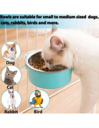 Tazones Colgantes para Perros Mechpia 2 Piezas Acero Inoxidable