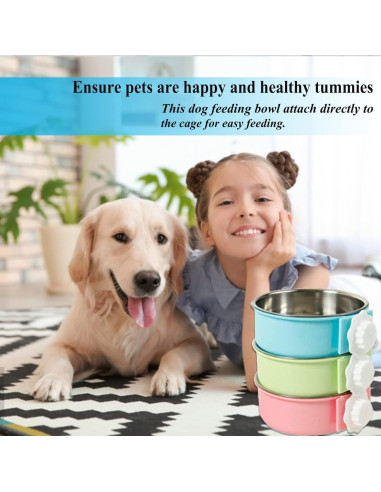 Tazones Colgantes para Perros Mechpia 2 Piezas Acero Inoxidable