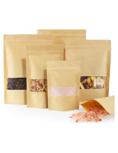 Bolsas de Papel Kraft con Ventana FireKylin 100 Pcs 9.9x14.9 cm