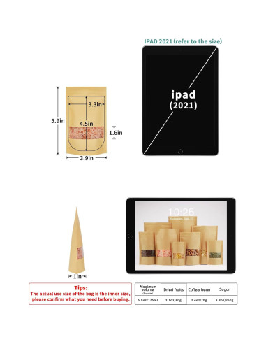 Bolsas de Papel Kraft con Ventana FireKylin 100 Pcs 9.9x14.9 cm