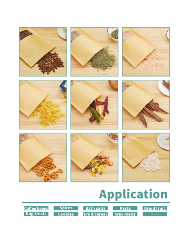 Bolsas de Papel Kraft con Ventana FireKylin 100 Pcs 9.9x14.9 cm