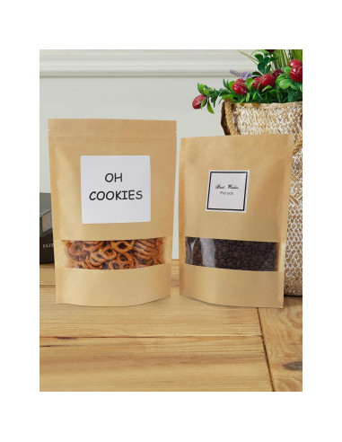 Bolsas de Papel Kraft con Ventana FireKylin 100 Pcs 9.9x14.9 cm