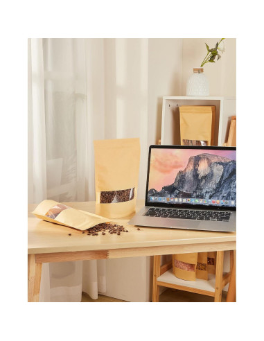 Bolsas de Papel Kraft con Ventana FireKylin 100 Pcs 9.9x14.9 cm