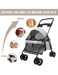 Carrito Plegable para Perros y Gatos OMDOCA Gris 66x48cm 2