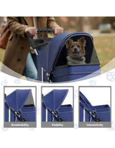Carrito Plegable para Mascotas SFIHOME Azul Marino 15 kg 2