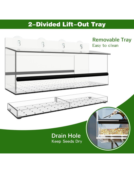 Comedero para Aves de Ventana MKLZ Acrílico Transparente 30x10cm