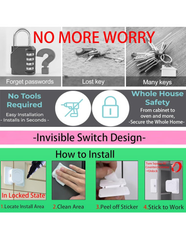 Candados de Seguridad Infantil SHENZHEN - 2 Piezas Adhesivos