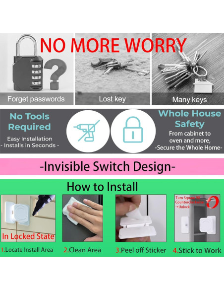 Candados de Seguridad Infantil SHENZHEN - 2 Piezas Adhesivos