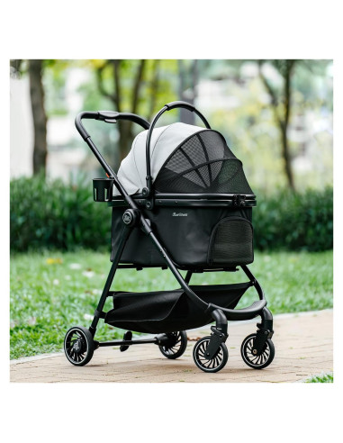 Carrito para Mascotas Pawccoli Plegable 15 kg Negro