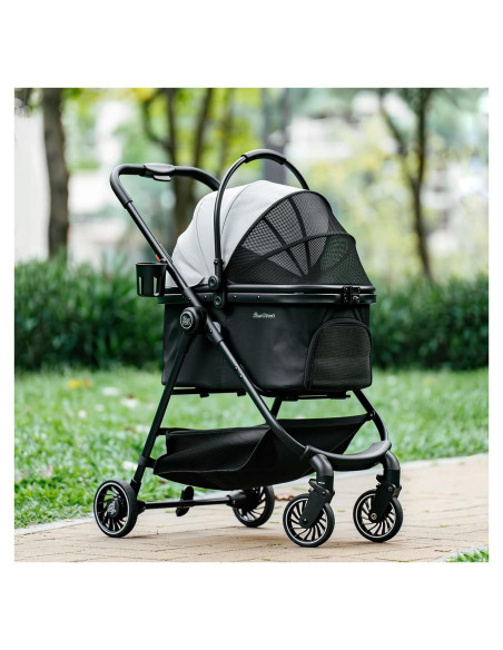 Carrito para Mascotas Pawccoli Plegable 15 kg Negro