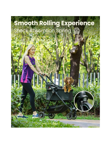 Carrito para Mascotas Pawccoli Plegable 15 kg Negro